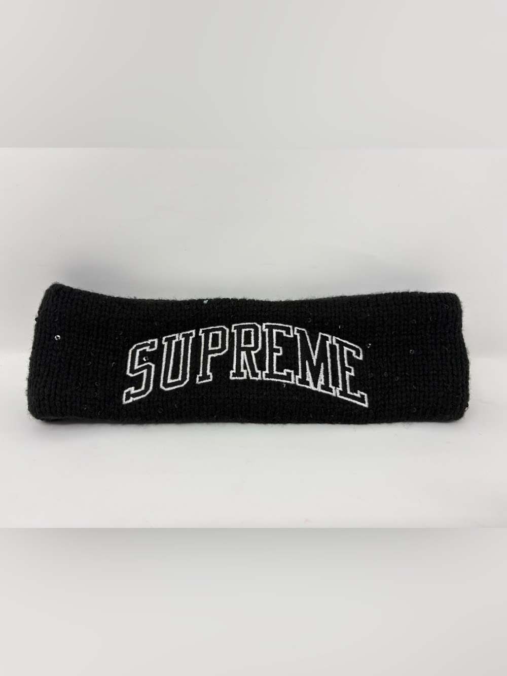 Supreme x New Era FW18 Sequin Arc Logo Headband Black